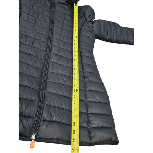 Save The Duck Womens 1/S Ultra Light Jacket Hooded Puffer Coat Plumtech Navy - Picture 15 of 16